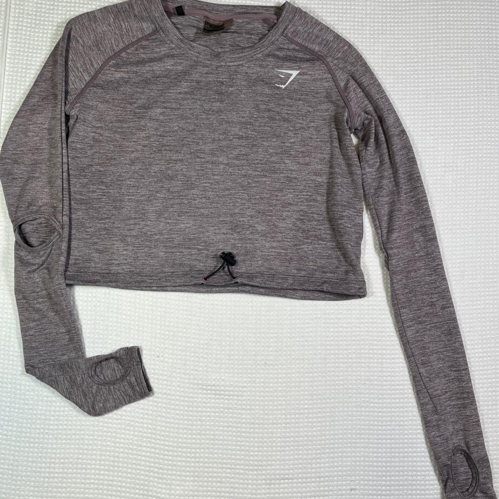Gymshark gray heather long sleeve crop top in XS - Picture 1 of 3